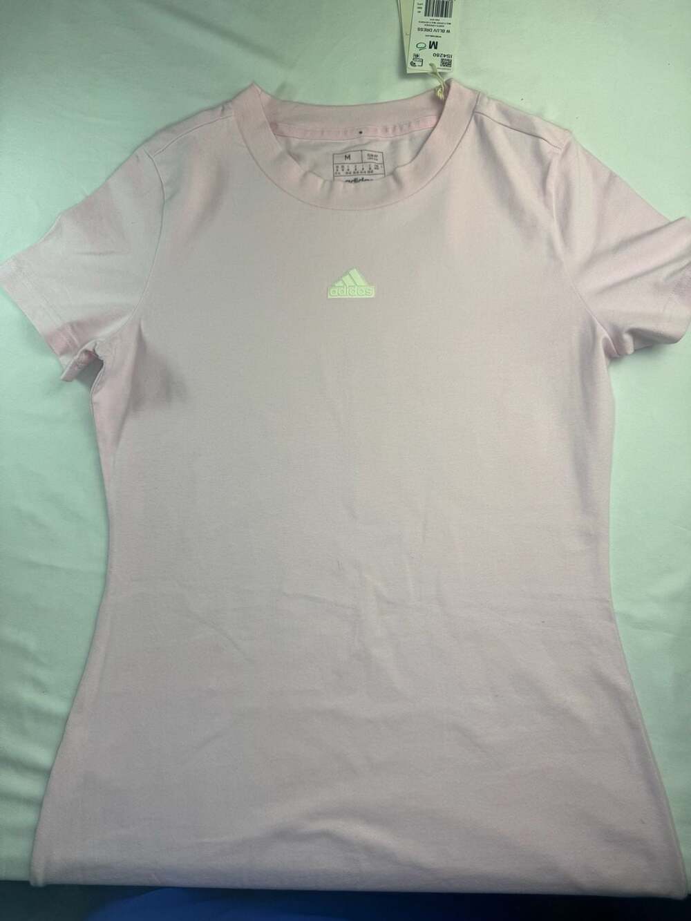 adidas Women's W BLUV Slim Fit Graphic T-Shirt Dress - Clear Pink